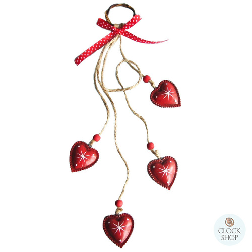 45cm Red Metal Hearts Hanging Decoration
