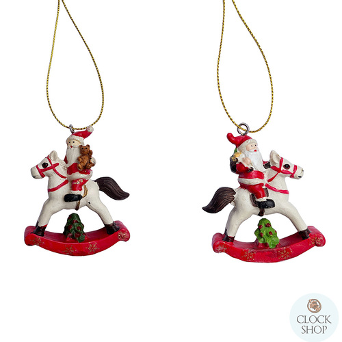 6cm Santa on Rocking Horse Hanging Decoration