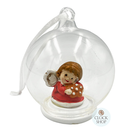 7cm Angel In Glass Bauble Hanging Decoration
