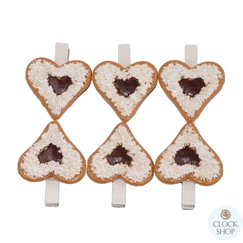 4.5cm Wooden Gingerbread Biscuit Clips (Set Of 6)
