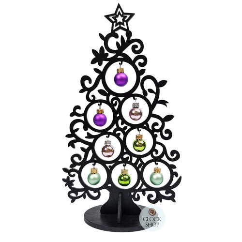 30cm Black Christmas Tree with Colourful Baubles