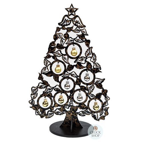 38cm Black & Gold Christmas Tree With Baubles