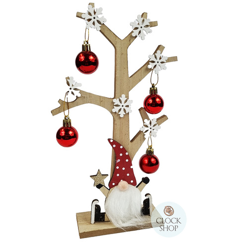 30cm Wooden Tree With Santa & Baubles image