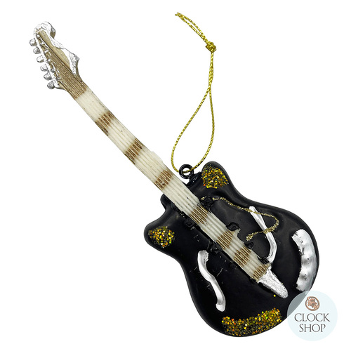 14cm Glass Black Guitar Hanging Decoration