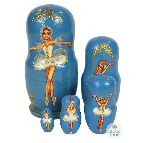 Ballerina Russian Dolls- Blue 11cm (Set Of 5)