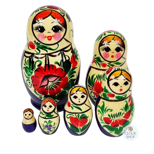 Kirov Russian Dolls- White Scarf & Purple Dress 12cm (Set Of 6)