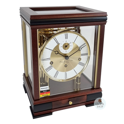 30cm Mahogany Mechanical Table Clock With Westminster Chime By HERMLE image