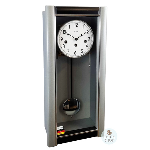 53.5cm Silver 8 Day Mechanical Chiming Wall Clock By HERMLE