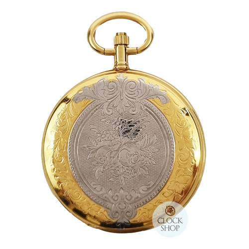 41mm Two Tone Unisex Pocket Watch With Floral Etch By CLASSIQUE (Arabic)