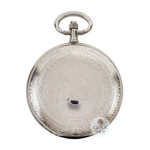 41mm Silver Unisex Pocket Watch With Aztec Etch By CLASSIQUE (Arabic)