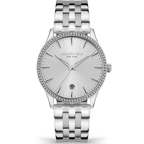 Silver Battery Watch with Pearl Dial and Bracelet Band By KENNETH COLE
