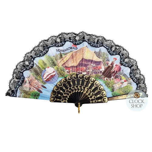 Hand Fan with Schwarzwald Print 25cm image