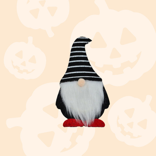 Gregory Blackwood | 14cm Black & White Gnome - Stripey Hat