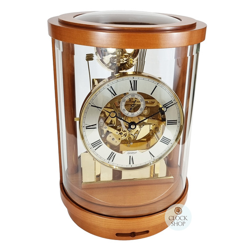 39cm Cherry Mechanical Skeleton Table Clock With Triple Chime By KIENINGER image