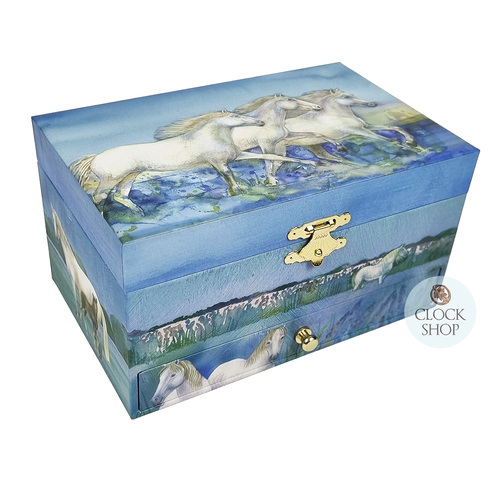 Horses Glow In The Dark Musical Jewellery Box- Blue(Schubert- Lullaby) image