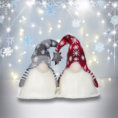 20cm LED Gnome With Snowflake Beanie- Assorted Colours