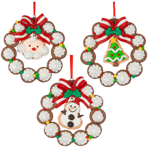 11cm Gingerbread Wreath Hanging Decoration- Assorted Designs image