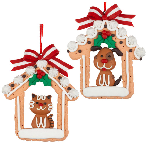 12cm Gingerbread House Hanging Decoration- Assorted Designs
