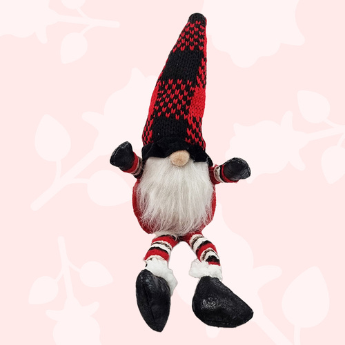 Xavier Xeranthemum | 38cm Red Tartan Gnome Shelf Sitter | Boy