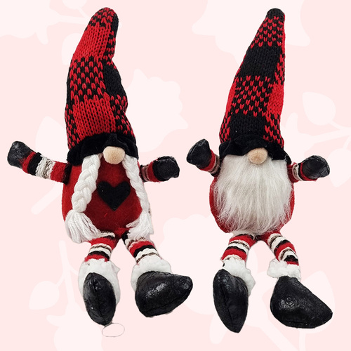 38cm Red Tartan Gnome Shelf Sitter- Assorted Designs image