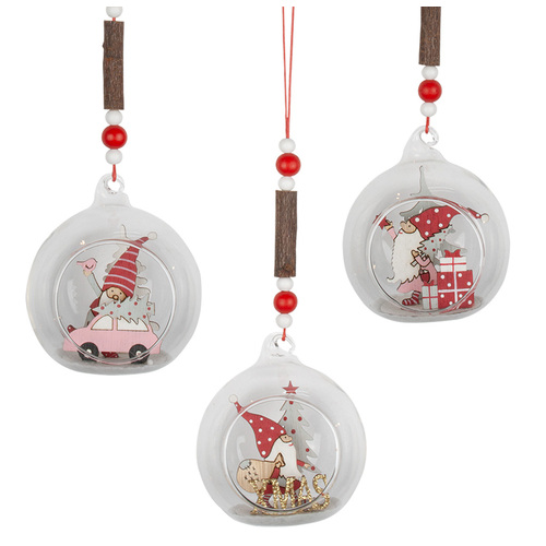 10cm Christmas Glass Bauble Hanging Decoration- Assorted Designs