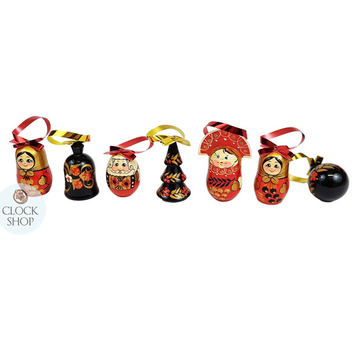 Russian Dolls Hanging Decoration- Red & Black 6cm (Set of 7) image