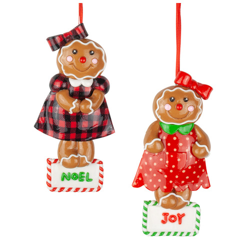 13cm Gingerbread Girl Hanging Decoration- Assorted Designs