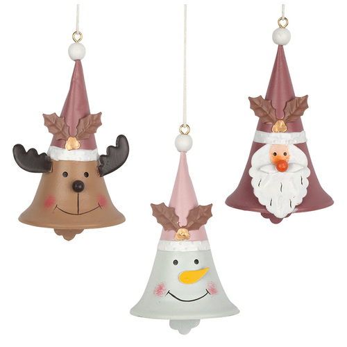10cm Pink Metal Bell Figurine Hanging Decoration- Assorted Designs image