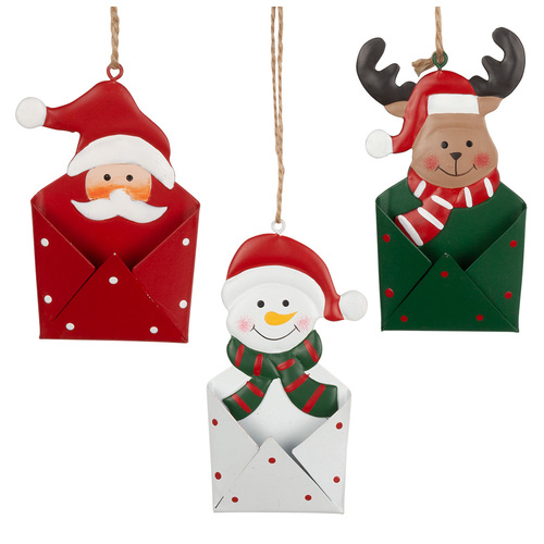 12cm Metal Envelope Figurine Hanging Decoration- Assorted Designs image