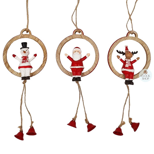 22cm Figurine On Wooden Swing Hanging Decoration- Assorted Designs