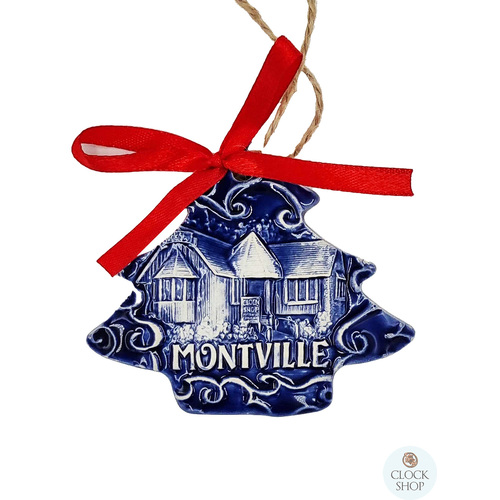 7cm Clock Shop Montville Blue Tree Hanging Decoration image