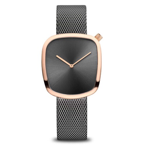 34mm Pebble Collection Womens Watch With Grey Dial & Milanese Strap & Rose Gold Case By BERING image