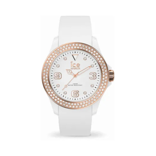 Star Collection White/Rose Gold Watch with White Dial with Swarovski Crystals By ICE