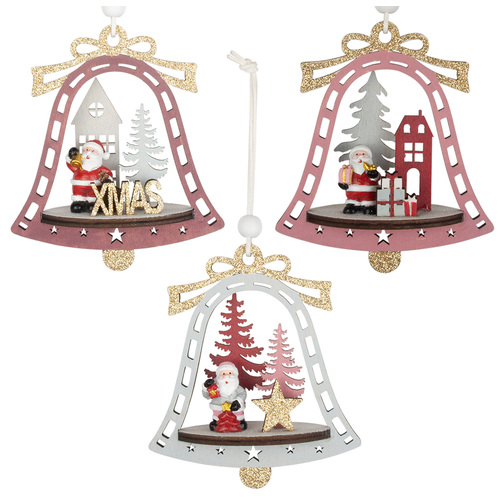 12cm Santa in Bell Hanging Decoration- Assorted Designs image