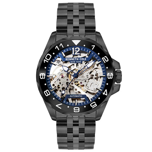 43mm Grey Automatic Mens Watch With Skeleton Dial & Grey Band By KENNETH COLE image