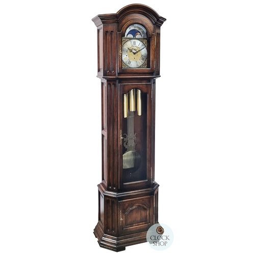 217cm Rustic Oak Grandfather Clock With Westminster Chime & Moon Dial