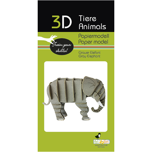 3D Paper Model- Grey Elephant