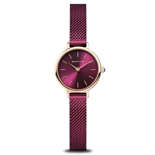 22mm Classic Collection Womens Watch With Purple Dial & Milanese Strap & Rose Gold Case By BERING image
