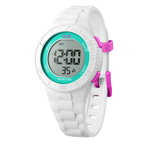 35mm Digit Collection White & Turquoise Youth Digital Watch By ICE-WATCH