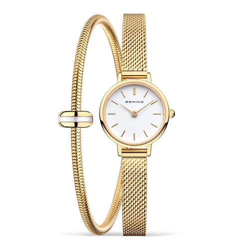 Gift Set- 22mm Classic Collection Gold Womens Watch With Bracelet By BERING