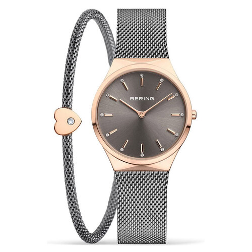 Gift Set- 31mm Classic Collection Rose Gold & Grey Womens Watch With Bracelet By BERING image