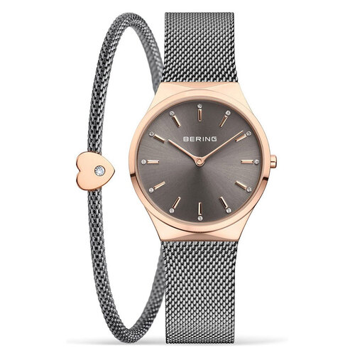 Gift Set- 31mm Classic Collection Rose Gold & Grey Womens Watch With Bracelet By BERING