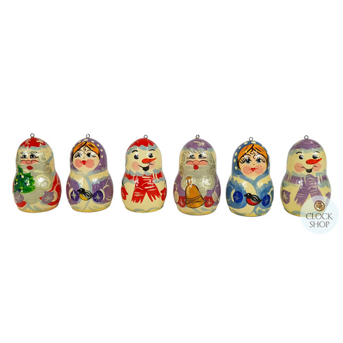 Russian Dolls Hanging Decoration- Christmas Assortment 4.5cm (Set of 6)