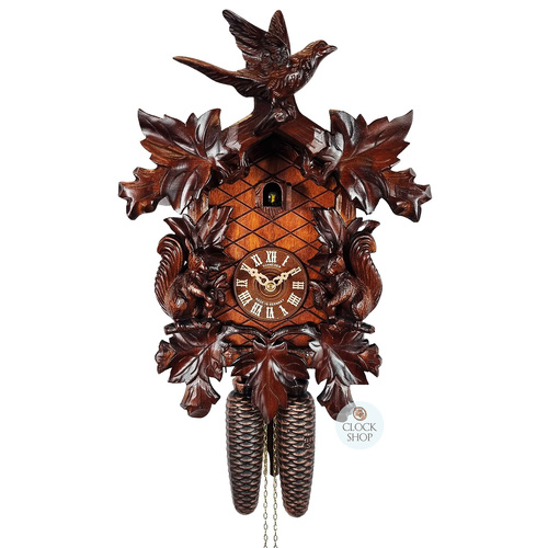 Bird & Squirrels 8 Day Mechanical Carved Cuckoo Clock 37cm By SCHNEIDER image