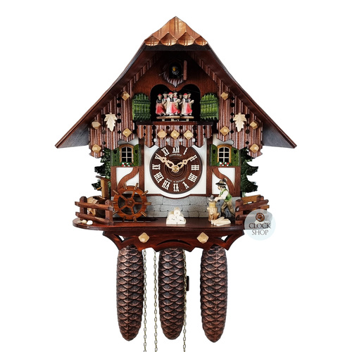 Wood Chopper & Water Wheel 8 Day Mechanical Chalet Cuckoo Clock 32cm By SCHNEIDER