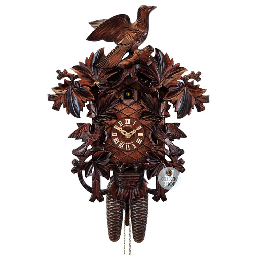 Birds & Leaves 8 Day Mechanical Carved Cuckoo Clock 42cm By SCHNEIDER