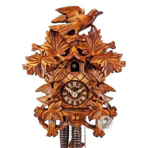 Birds & Leaves 1 Day Mechanical Carved Cuckoo Clock 27cm By SCHNEIDER