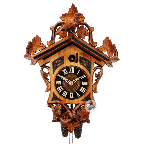 Ivy Vine & Birds 8 Day Mechanical Carved Cuckoo Clock 51cm By SCHNEIDER