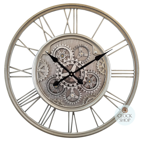 62cm Emington Silver Moving Gear Wall Clock By COUNTRYFIELD image