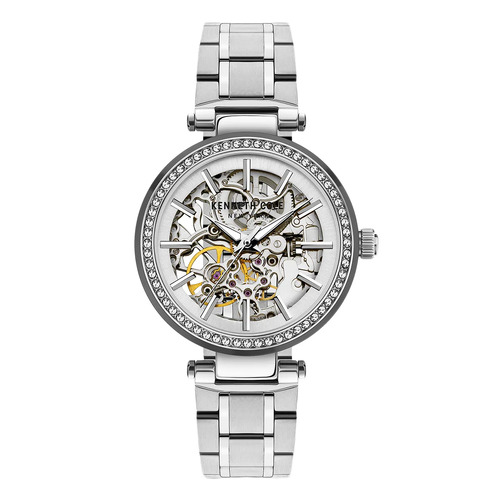 Silver Automatic Skeleton Watch Silver Bracelet Band By KENNETH COLE